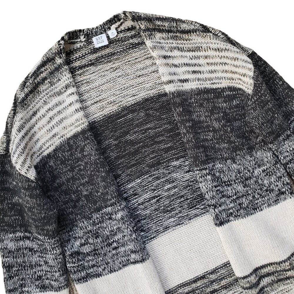 Gap Open Front Duster Cotton Cardigan Black - Gray - Cream Womens XS